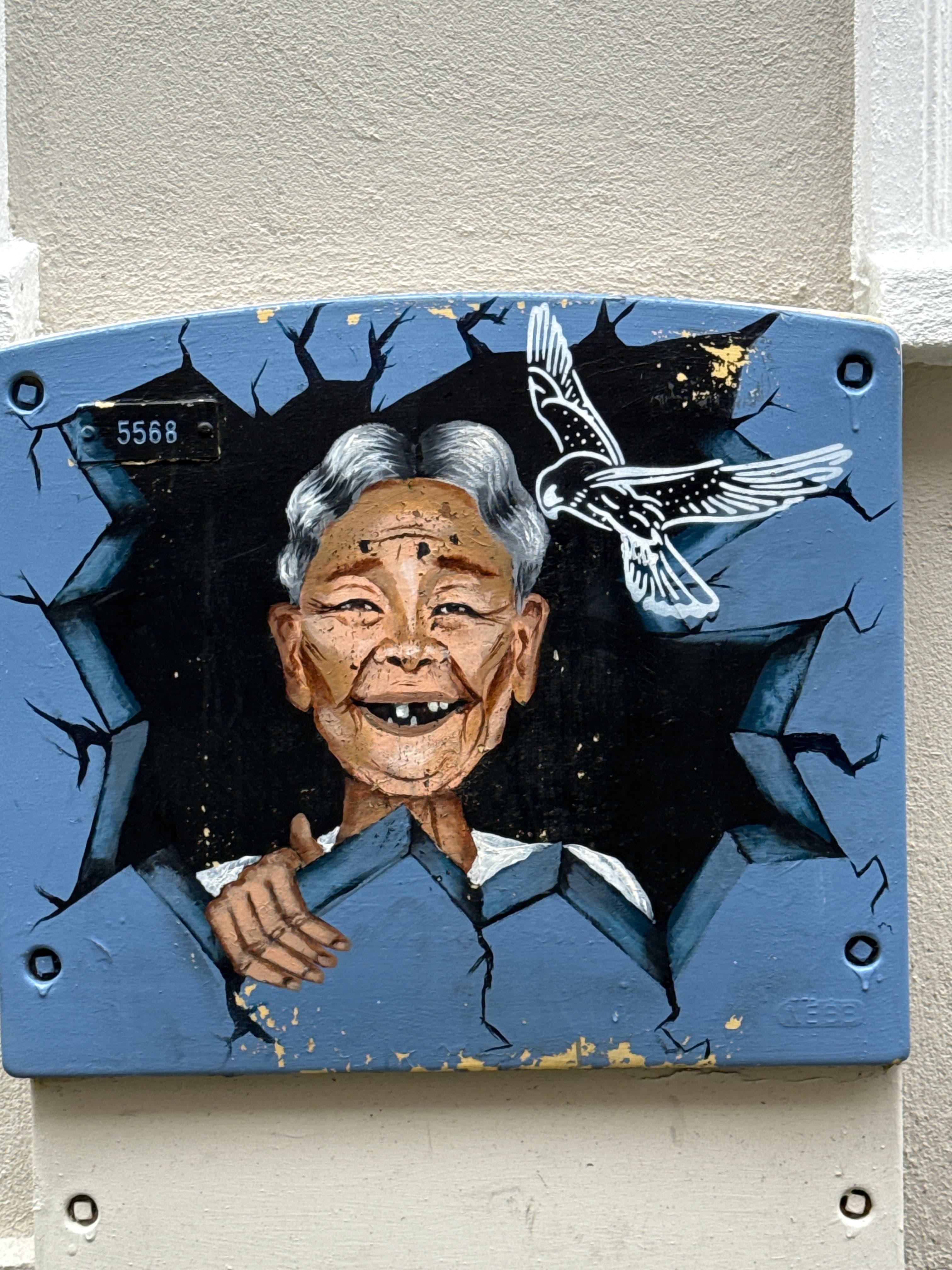Laughing lady painting